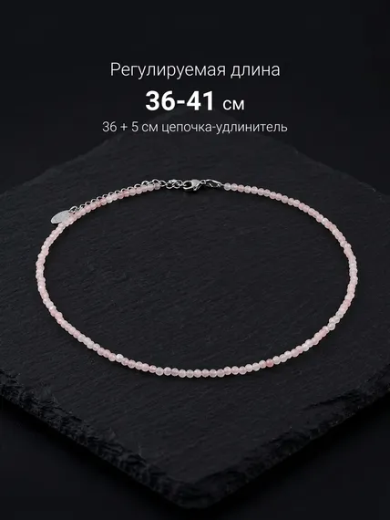Чокер на шею из розового кварца 3 мм, фото 6