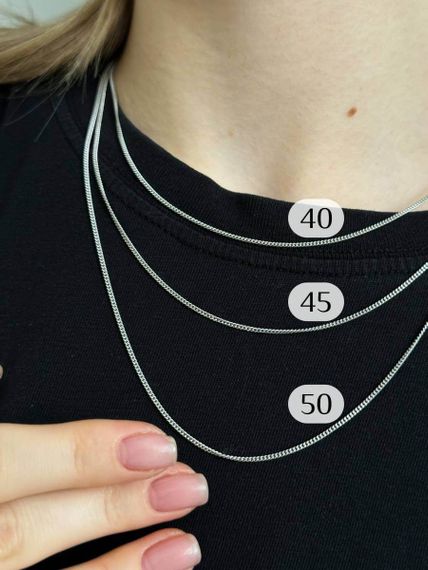 Фото цепочка на шею гурмета серебро 9265 размеры на модели