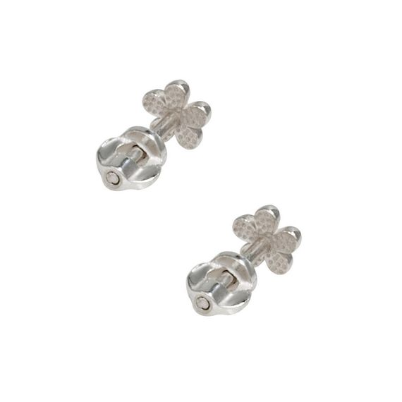 Серьги-пусеты Цветок mini из серебра 925 пробы, вид 2