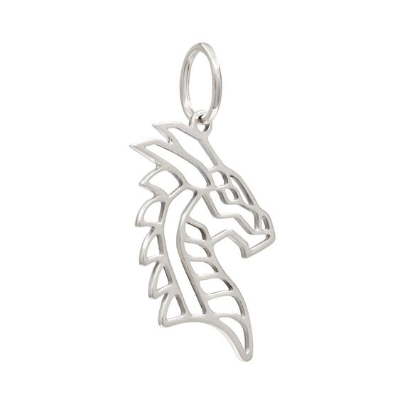 Подвеска Дракон - кулон из серебра 925, вид сбоку