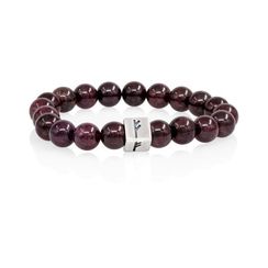 Браслет Достаток и сила из натурального граната с руной Феху в форме куба из серебра 925