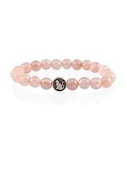 Браслет из натурального розового кварца с шармом Кошка - Защита и благополучие