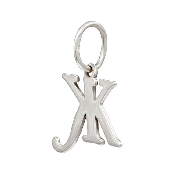 Подвеска в виде буквы Ж - кулон из серебра 925 пробы, вид полубоком сзади