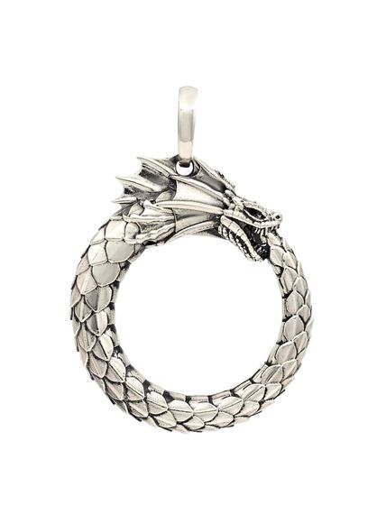Подвеска Уроборос без плавника из мельхиора, вид сзади