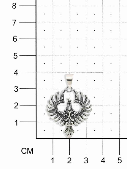 Подвеска двусторонняя Феникс птица из мельхиора, на размерной сетке