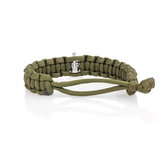 Браслет с шармом Спартанский шлем из мельхиора - зеленый паракорд, вид 3