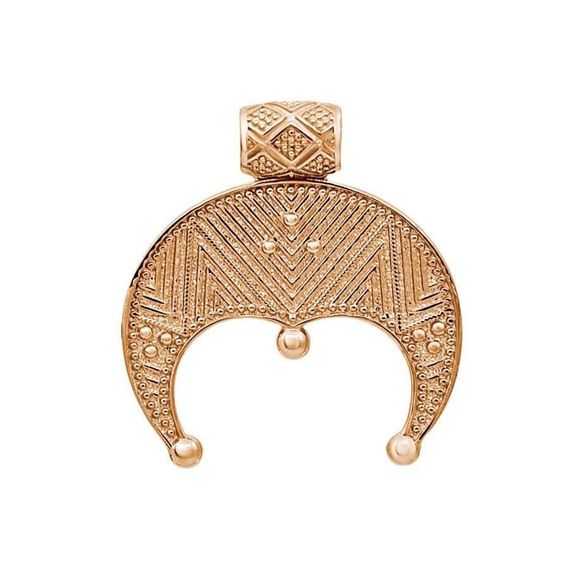 Фото подвески лунница Макошь из золота, вид сзади.