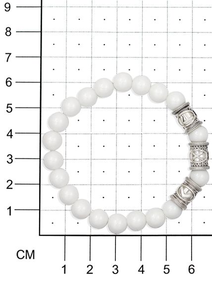 Браслет из белой ювелирной керамики с рунами Кеназ, Гебо, Лагуз - Женская привлекательность на размерной сетке