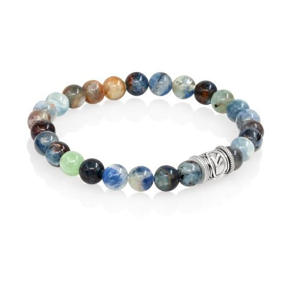 Браслет Денежный импульс из натурального кианита разноцветного с руной Феху из серебра 925, вид 2