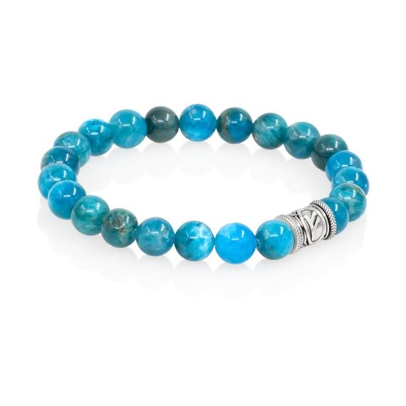 Браслет Денежный импульс из натурального апатита с руной Феху из серебра 925, вид 2