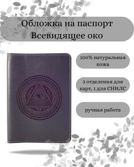 Обложка на паспорт Всевидящее Око Бога серого цвета, фото с инфографикой