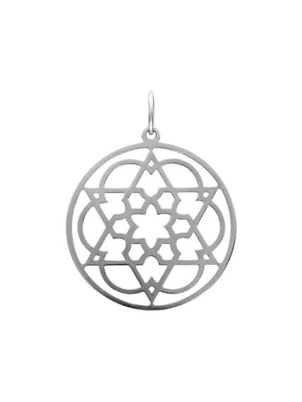 Подвеска Звезда Давида Прана в круге из серебра, вид сзади