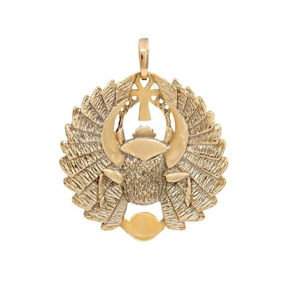 Подвеска Жук Скарабей большой - кулон из бронзы, вид сзади