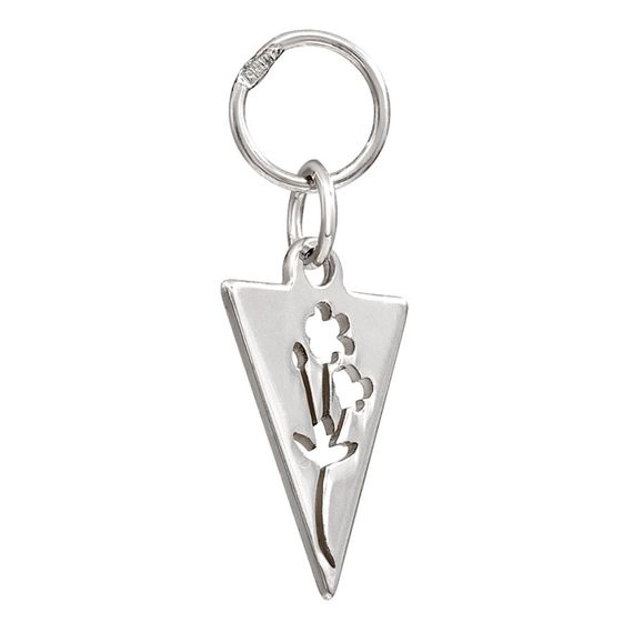 Треугольник с цветком - подвеска на серьги из серебра 925 пробы, вид 2