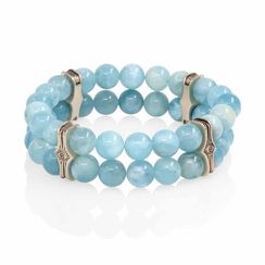 Браслет Всевидящее Око из Мельхиора Двойной с аквамарином 8 мм