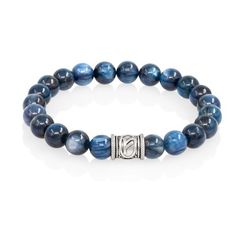Браслет Денежный импульс из натурального кианита синего с руной Феху из серебра 925