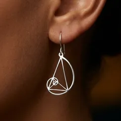Серьги Золотое сечение Фибоначчи из серебра