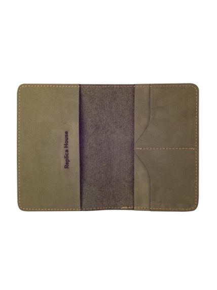 Изображение обложки для паспорта Будда на цветке лотоса из нубука светло зеленого цвета внутренний разворот без наполнения.