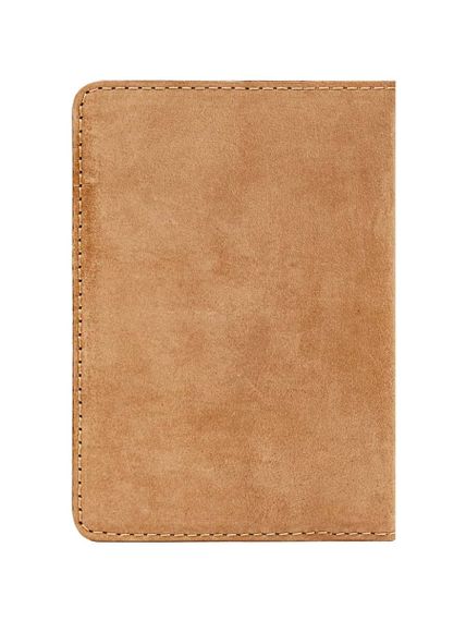 Фото обложка для паспорта Древо жизни из светло коричневого нубука вид задника.