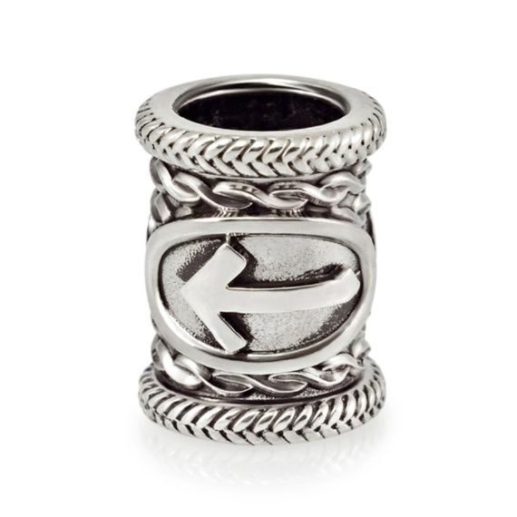 Шарм «Руна Тейваз» из серебра, вид спереди