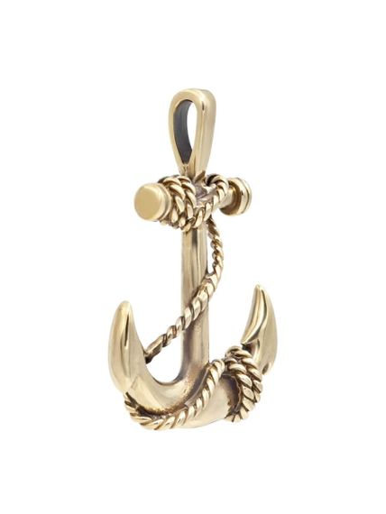 Фото подвески якорь из бронзы, вид в полуоборот.