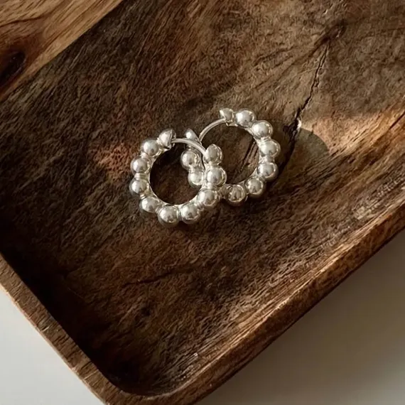 Серьги Конго шары из серебра 925, живое фото 2