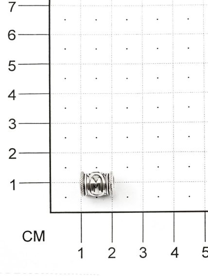 Изображение шарма Эваз из серебра, фото на размерной сетке.