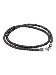 Гайтан кожаный чёрный 5 мм с замком S из мельхиора