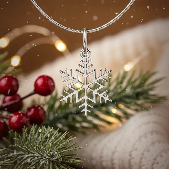 Подвеска Снежинка - кулон из серебра 925 пробы, фото 1