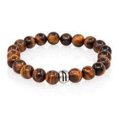 Браслет из натурального тигрового глаза с руной Уруз из серебра 925 пробы - Внутренний потенциал