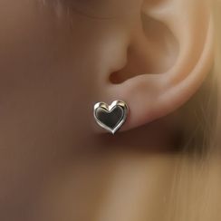 Серьги-пусеты Сердце большое из серебра 925 пробы