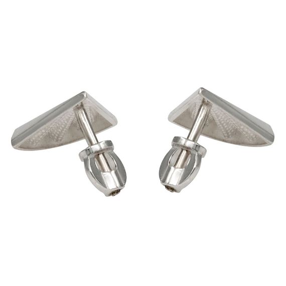 Серьги-пусеты Веер из серебра 925 пробы с фианитами, фото на белом фоне 2