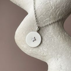 Подвеска Круг с камнем из серебра 925 пробы с фианитом