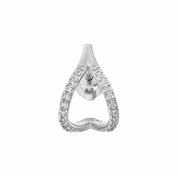 Серьги-пусеты Долька из серебра 925 пробы с фианитами, фото 4