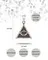 Подвеска Всевидящее Око Бога из мельхиора, фото с инфографикой размеров