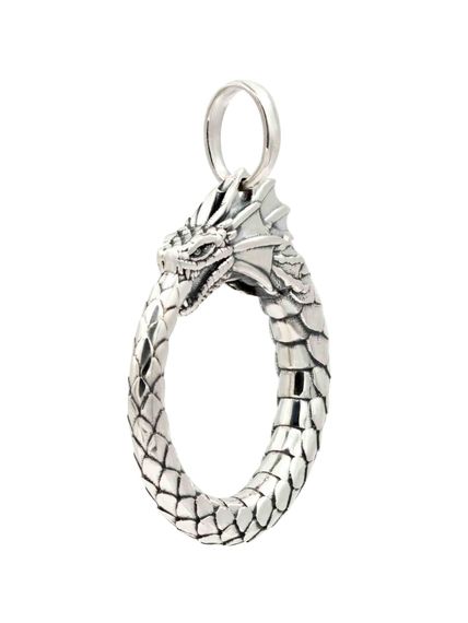 Фото уробороса без плавника из серебра, вид сбоку