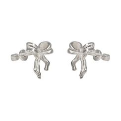 Серьги-пусеты Бантик асимметричный из серебра 925 пробы