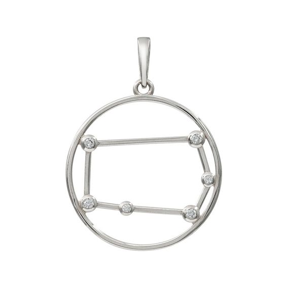 Подвеска на шею Созвездие Близнецы Знак зодиака серебро с фианитами, фото 1
