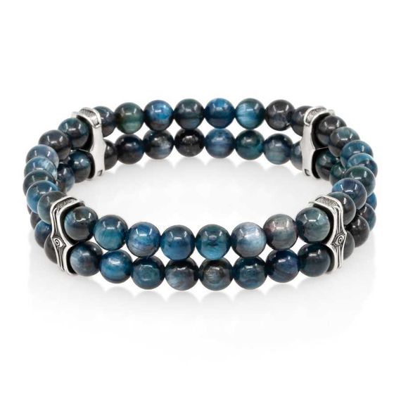 Браслет Всевидящее Око из Мельхиора Двойной с кианитом синим 6 мм, вид 2