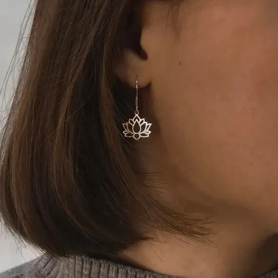 Серьги Лотос малый из серебра