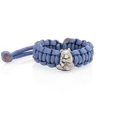 Браслет с шармом Панда из мельхиора - синий паракорд