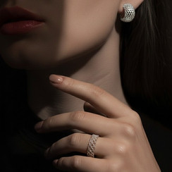 Кольцо Сетка из серебра 925 пробы