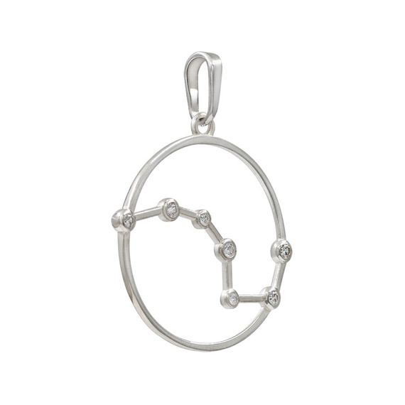 Подвеска на шею Созвездие Скорпион Знак зодиака серебро с фианитами, фото 3