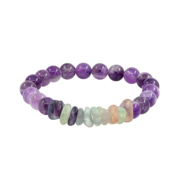 Браслет из натуральных камней аметист лавандовый и флюорит, фото 1