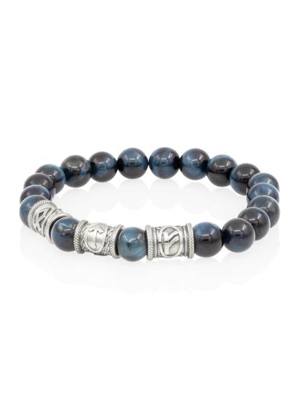 Браслет из натурального соколиного глаза с рунами Одал, Тейваз, Феху - Достижение целей, вид сбоку 2