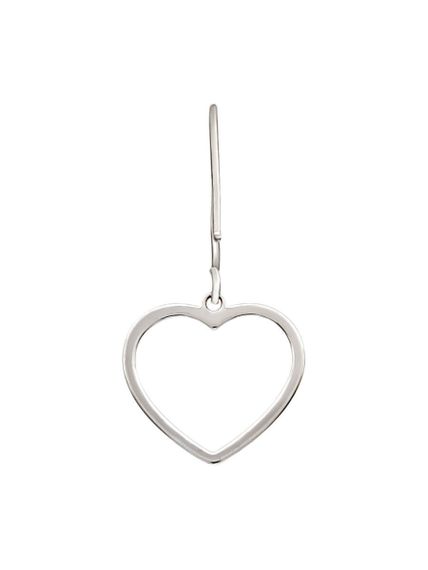 Серьги Контур сердца из серебра, вид сзади