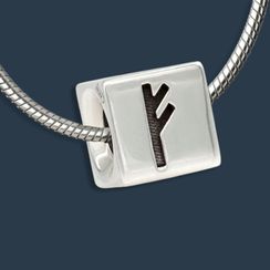 Шарм куб с руной Феху - подвеска из серебра 925 пробы