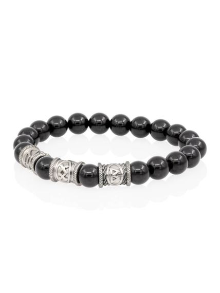 Браслет из натурального чёрного кварца с рунами Уруз, Ингуз, Беркана - Восстановление энергии, вид сбоку 2