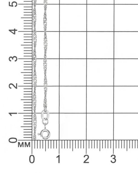 Фото браслет-цепочка Сингапур на размерной сетке 9273
