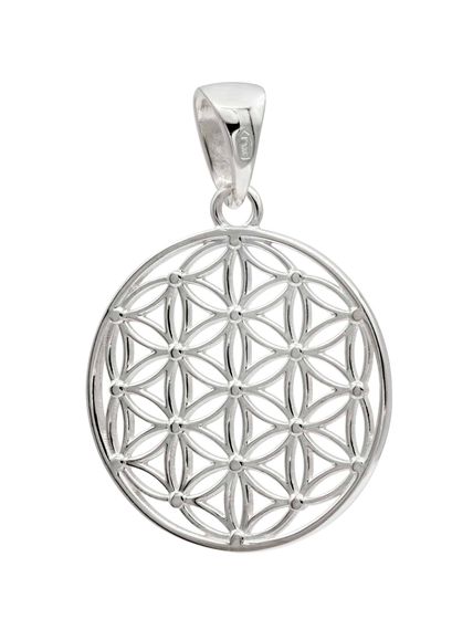 Фото подвески Цветок жизни средний из серебра, вид анфас.